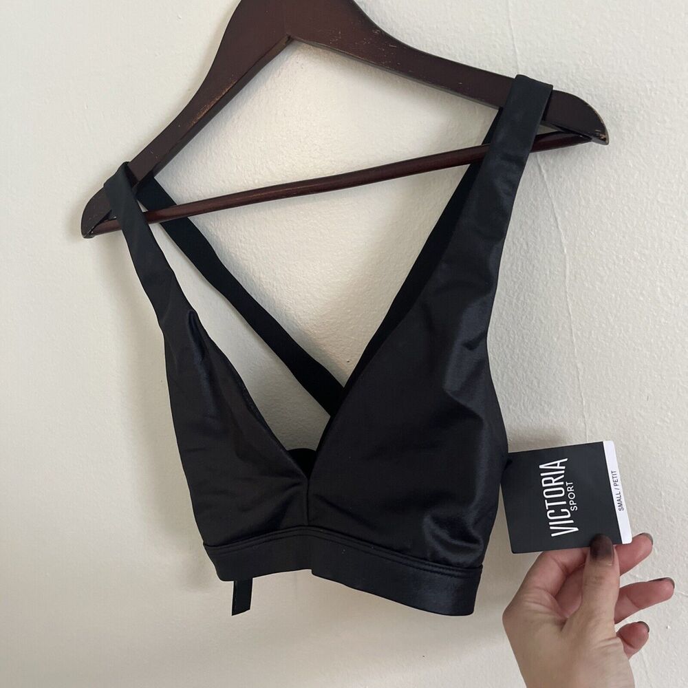 Victoria's Secret Flex Sport Bra Crisscross Compression Gym Yoga Top, Black- S
